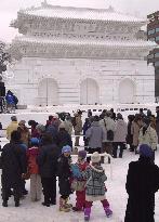 Sapporo snow fete opens to public with 312 snow, ice statues